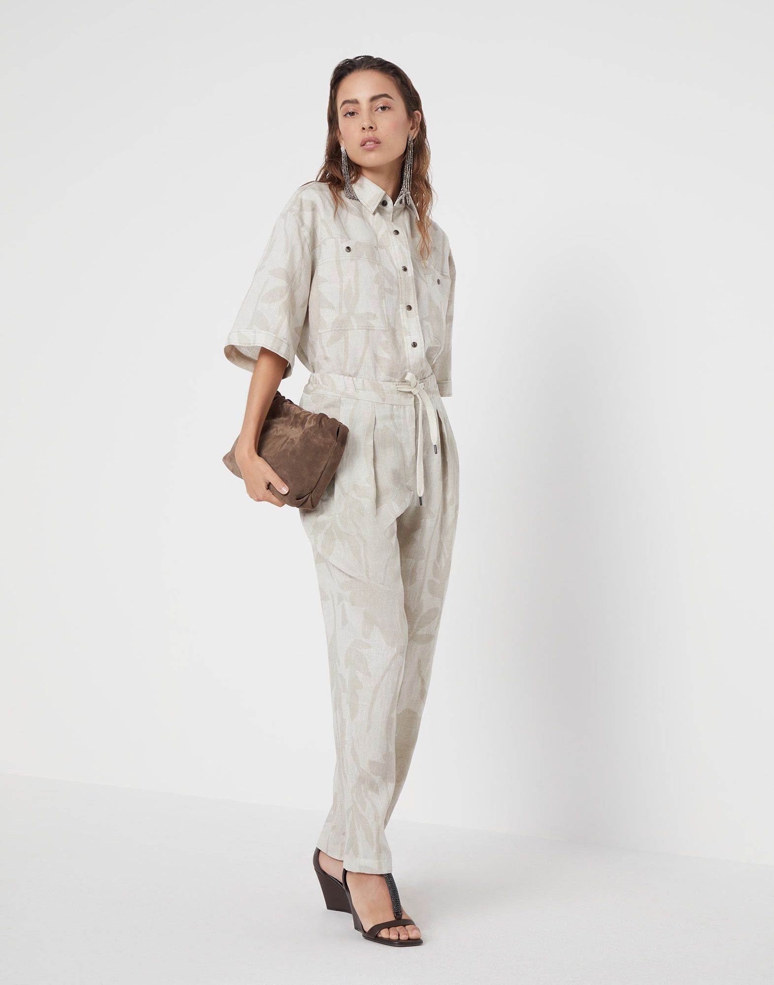 Brunello Cucinelli o1w1db10825 Blouse in Light Beige Size L / US 10 / IT 46 - 5 Thumbnail
