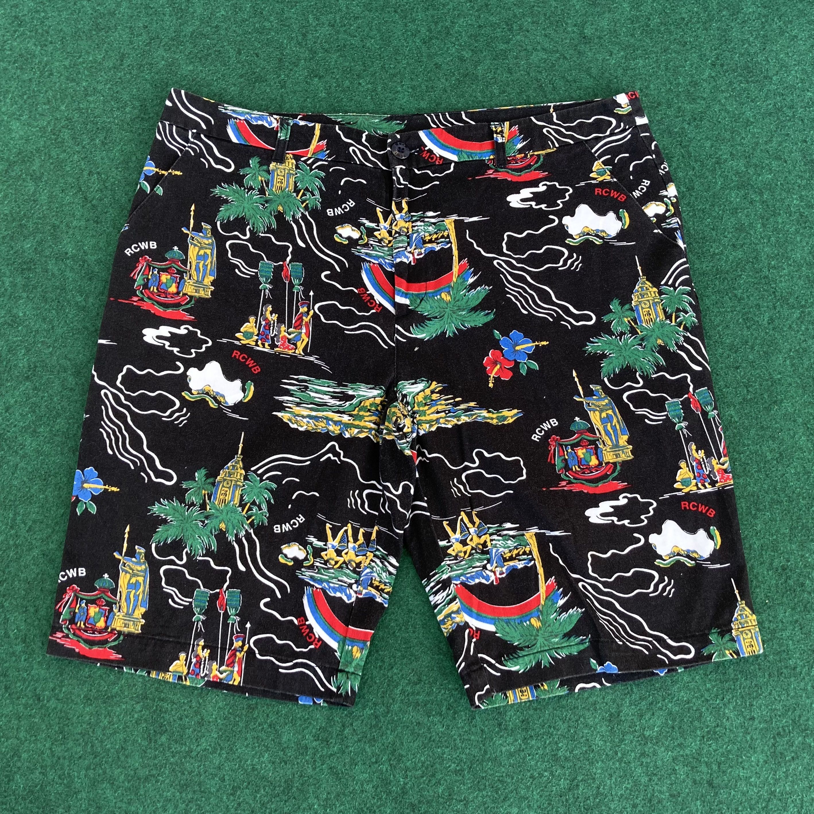 Japanese Brand Rodeo Crown Rcwb Hawaiian Short Jorts Pant Streetwear Rare Size US 35 - 1 Thumbnail