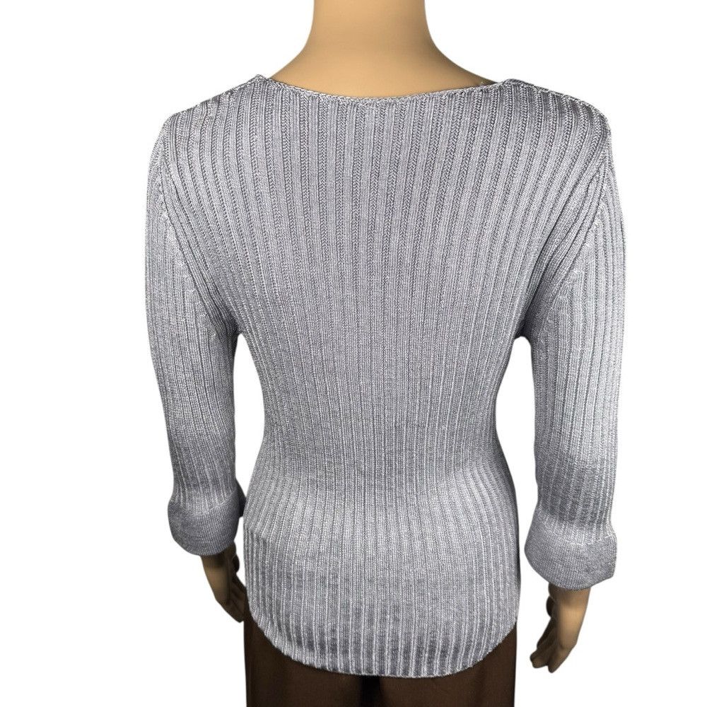 Free People NWT New $128 Free People Ribbed V-Neck 3/4 Sleeve Silver To Size M / US 6-8 / IT 42-44 - 4 Thumbnail