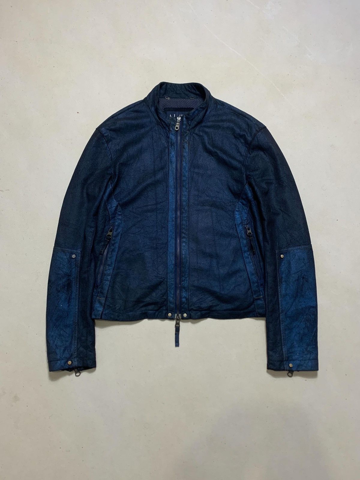 Armani Armani Jeans Navy Cracked Effect Faux Suede Size US L / EU 52-54 / 3 - 2 Thumbnail
