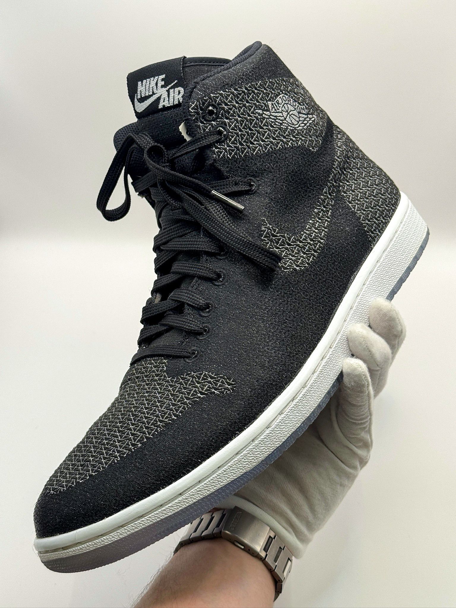 Nike Nike Air Jordan 1 High Knit Black Grey Sneakers Size US 13 / EU 46 - 8 Thumbnail