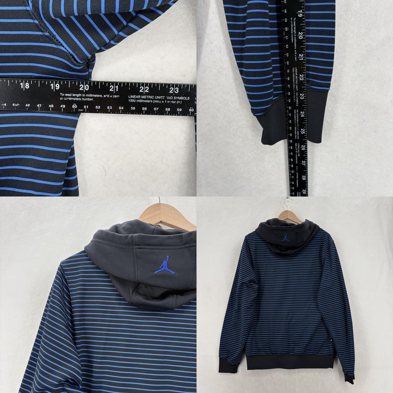 Jordan Brand Jordan Hoodie Mens Small Black Blue Dri-FIT Striped Fleece Basketball Pullover Size US S / EU 44-46 / 1 - 8 Thumbnail