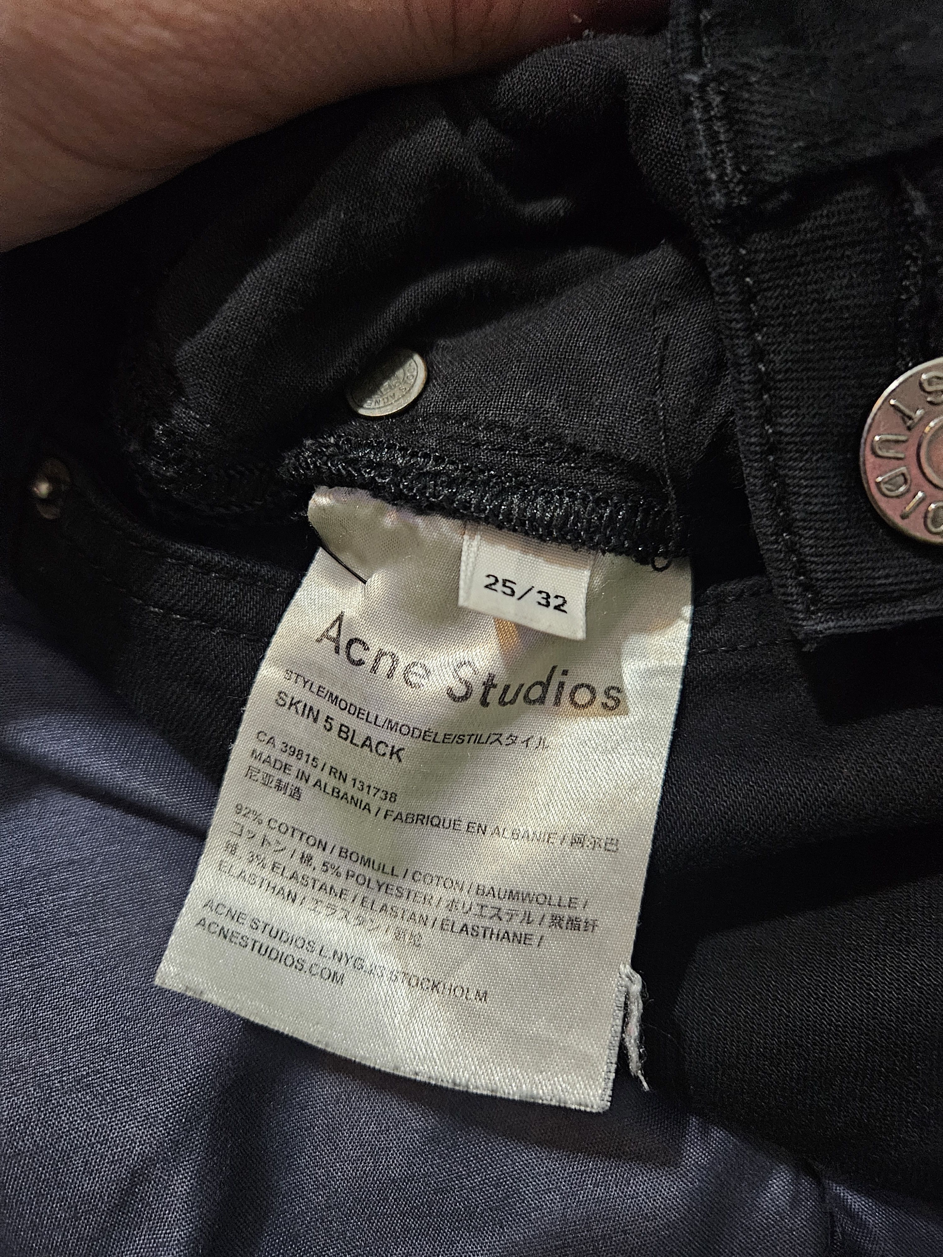 Acne Studios Skin 5 Black Skinny Denim Jeans Size US 26 / EU 42 - 8 Thumbnail