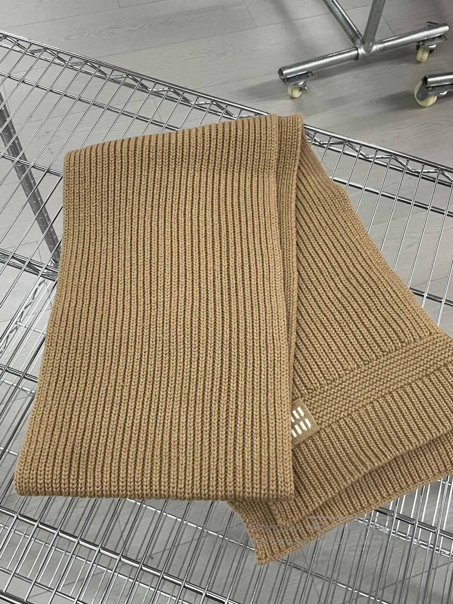 Miu Miu MiuMiu Camel Ribbed Knit Logo Scarf. Size ONE SIZE - 4 Thumbnail