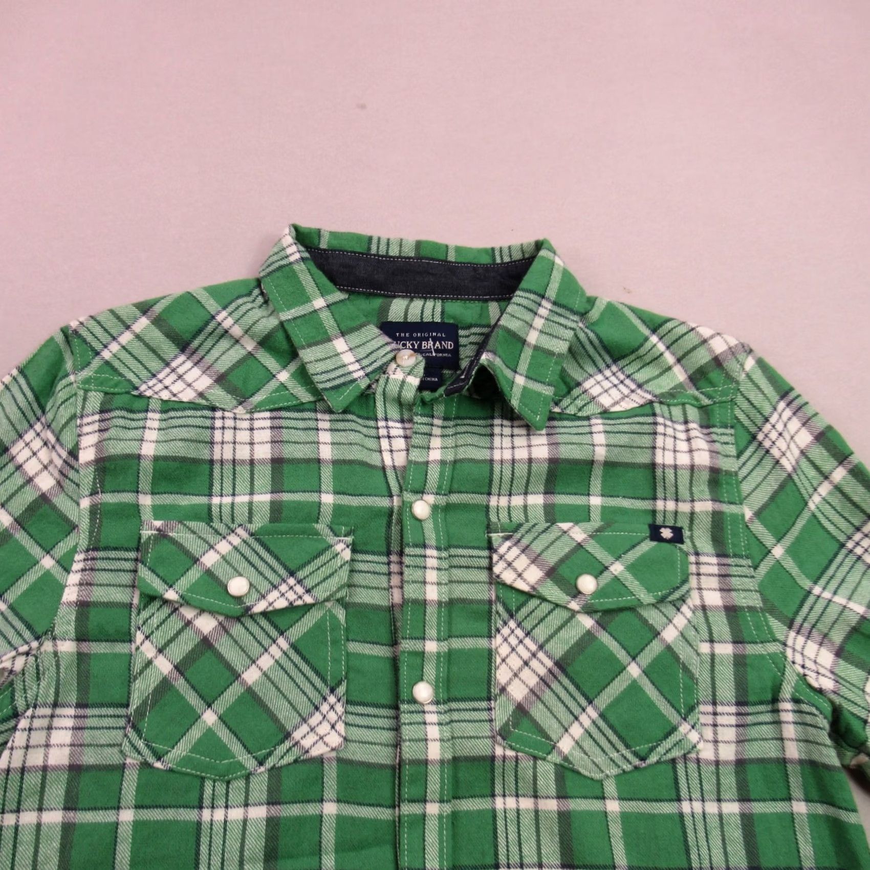 Lucky Brand Lucky Brand Shirt Womens Large Long Sleeve Snap Front Plaid Pockets Green Size L / US 10 / IT 46 - 3 Thumbnail