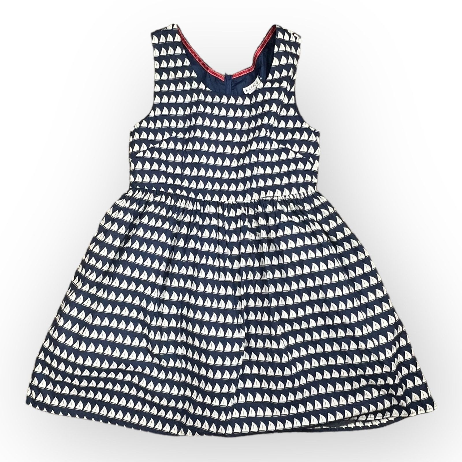Nordstrom Kling Battelli Navy Blue A-Line Dress - Sailboat Print Size M / US 6-8 / IT 42-44 - 9 Thumbnail