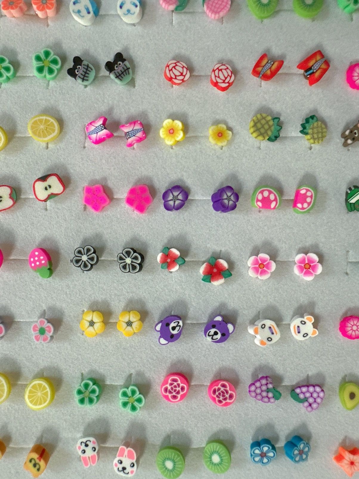 Designer 10 pair of baby earrings studs plastic harmless post lightwe Size ONE SIZE - 10 Thumbnail