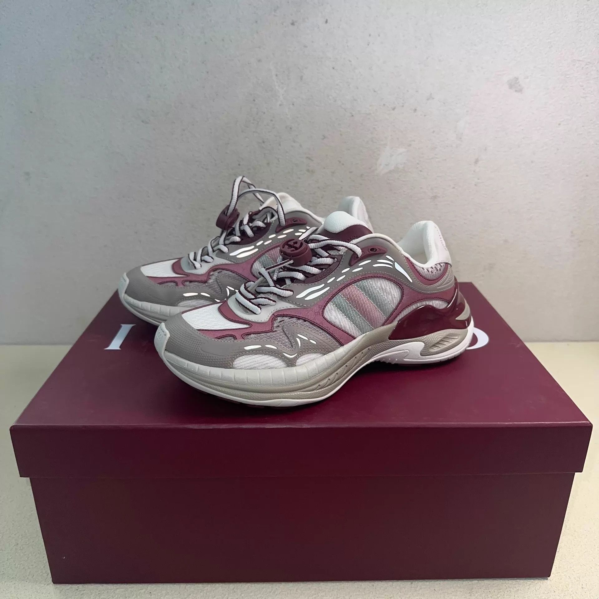 Gucci Gucci 2.0 Dad Sneaker Women's Gray Red Colorblock 37.5 EU Size US 7 / IT 37 - 1 Thumbnail