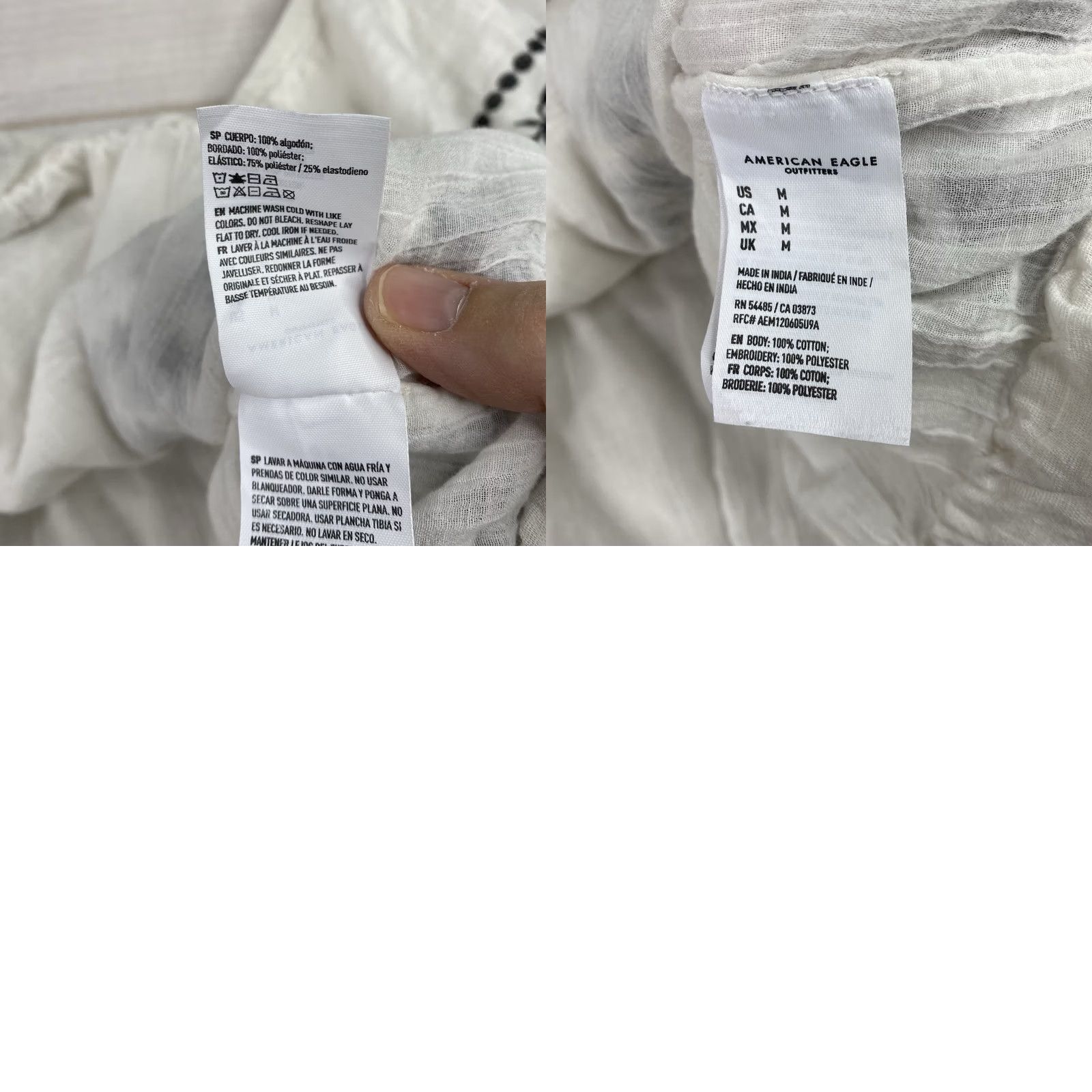 American Eagle Outfitters American Eagle Outfitters Crop Top Womens M White Embroidered Floral Short Sleeve Bohemian Cropped Blouse Size M / US 6-8 / IT 42-44 - 8 Thumbnail