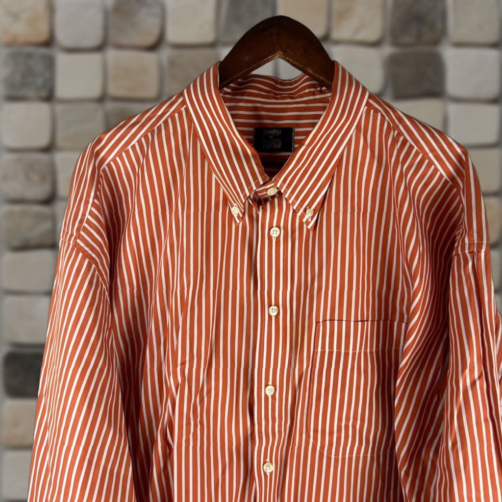 Vintage Gitman Bros Button-Down Shirt Mens 3XT Orange White Striped Big & Tall USA Made Size US XXL / EU 58 / 5 - 1 Thumbnail