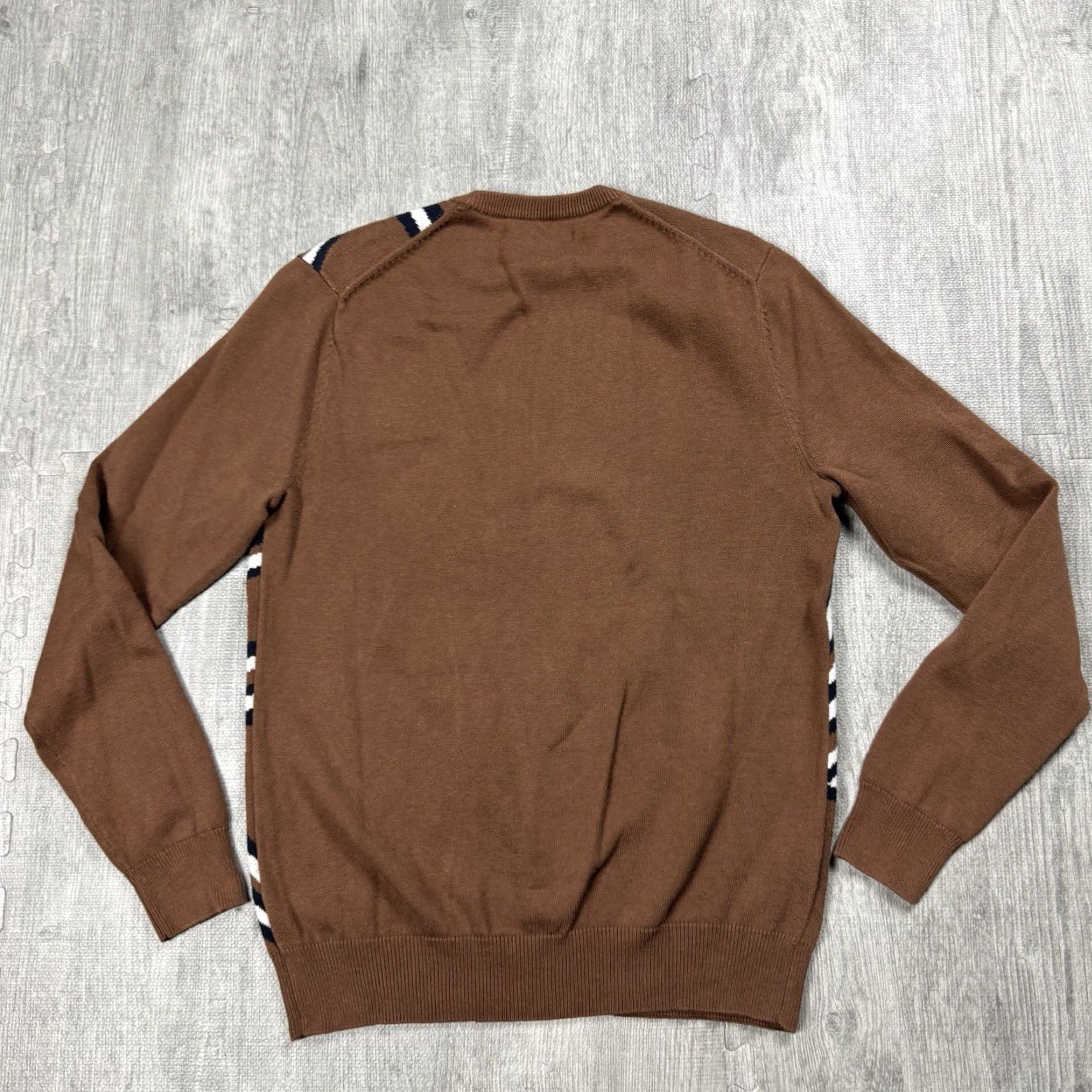 Perry Ellis MENS Perry Ellis Geometric Knit Sweater Crew Neck Brown SZ S / Regular Fit / Cotton Blend Abstract Art Pattern Size US S / EU 44-46 / 1 - 5 Thumbnail