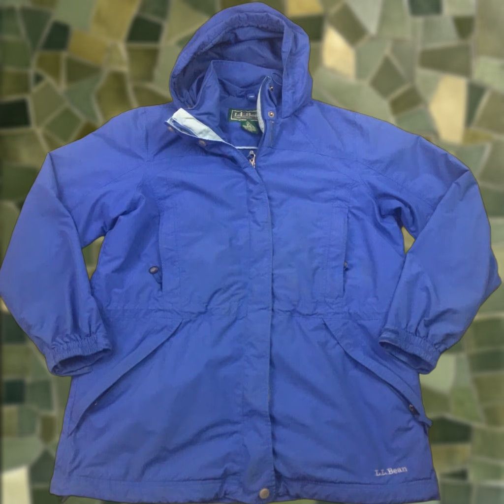 Vintage LL Bean Womens Jacket Medium Blue Packable Hood Adjustable Waist and Bottom Size 32" / US 10 / IT 46 - 1 Thumbnail