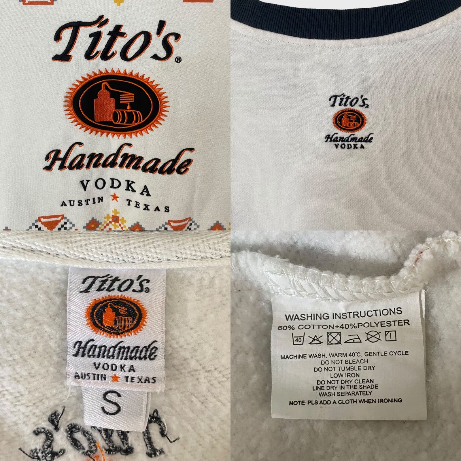 Vintage Tito's Handmade Vodka Embroidered Pullover Crewneck Holiday Sweatshirt White Men's Small Size US S / EU 44-46 / 1 - 8 Thumbnail