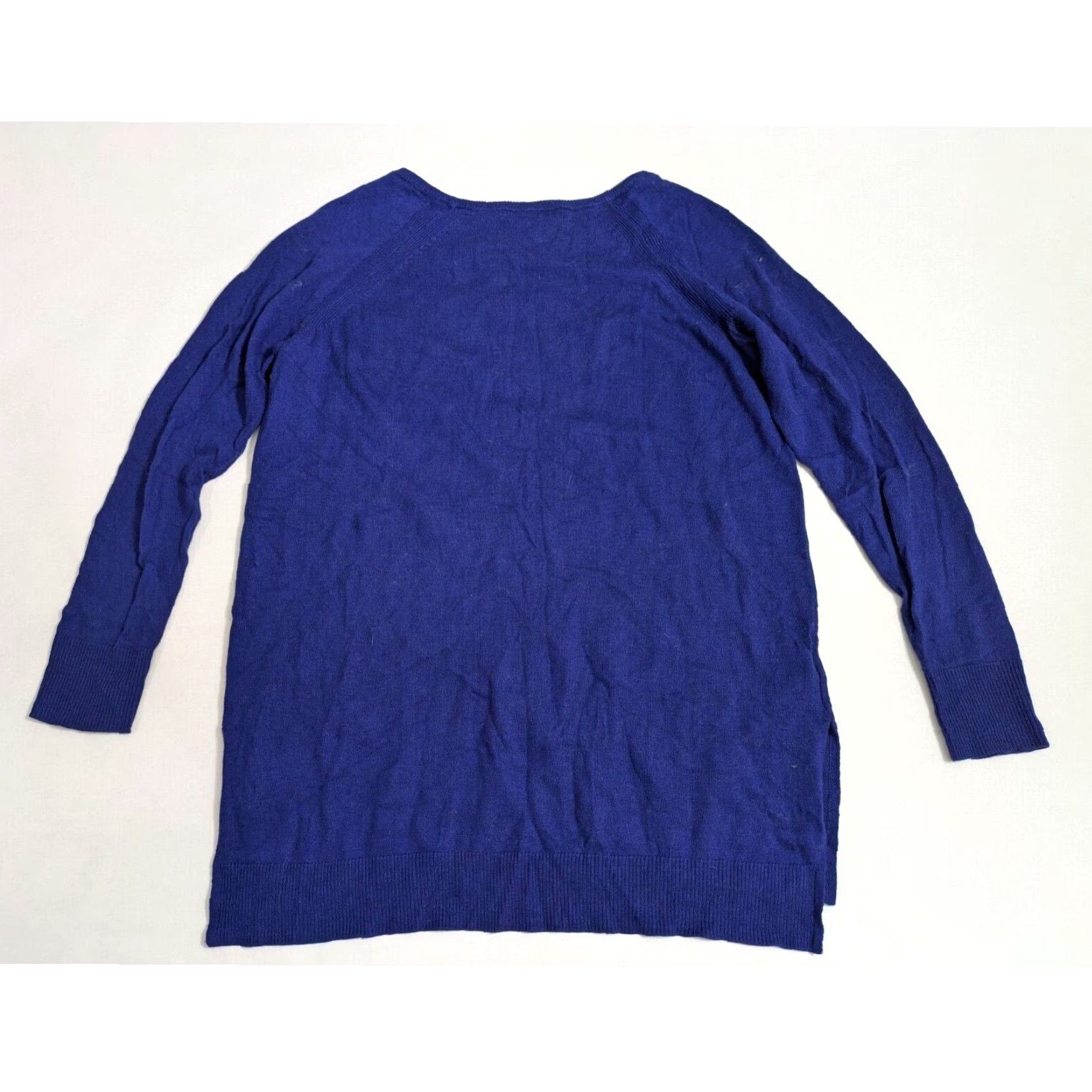 Ann Taylor Ann Taylor Women’s Medium Blue Round Neck Knit Side Long Sleeve Pullover Top Shirt Size M / US 6-8 / IT 42-44 - 6 Thumbnail