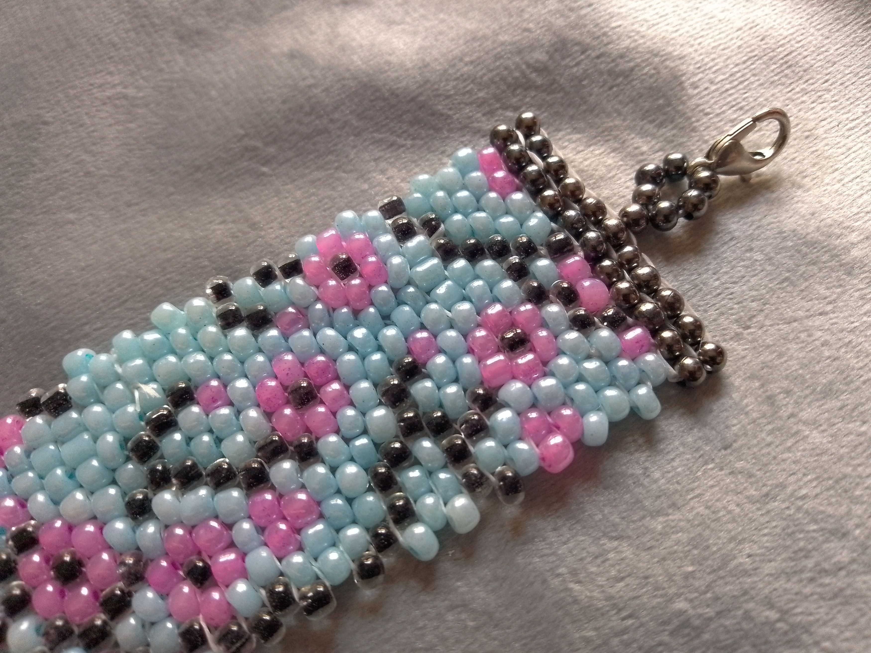 Handmade Bracelet Blue Beaded Japanese Style Pattern Size ONE SIZE - 3 Thumbnail