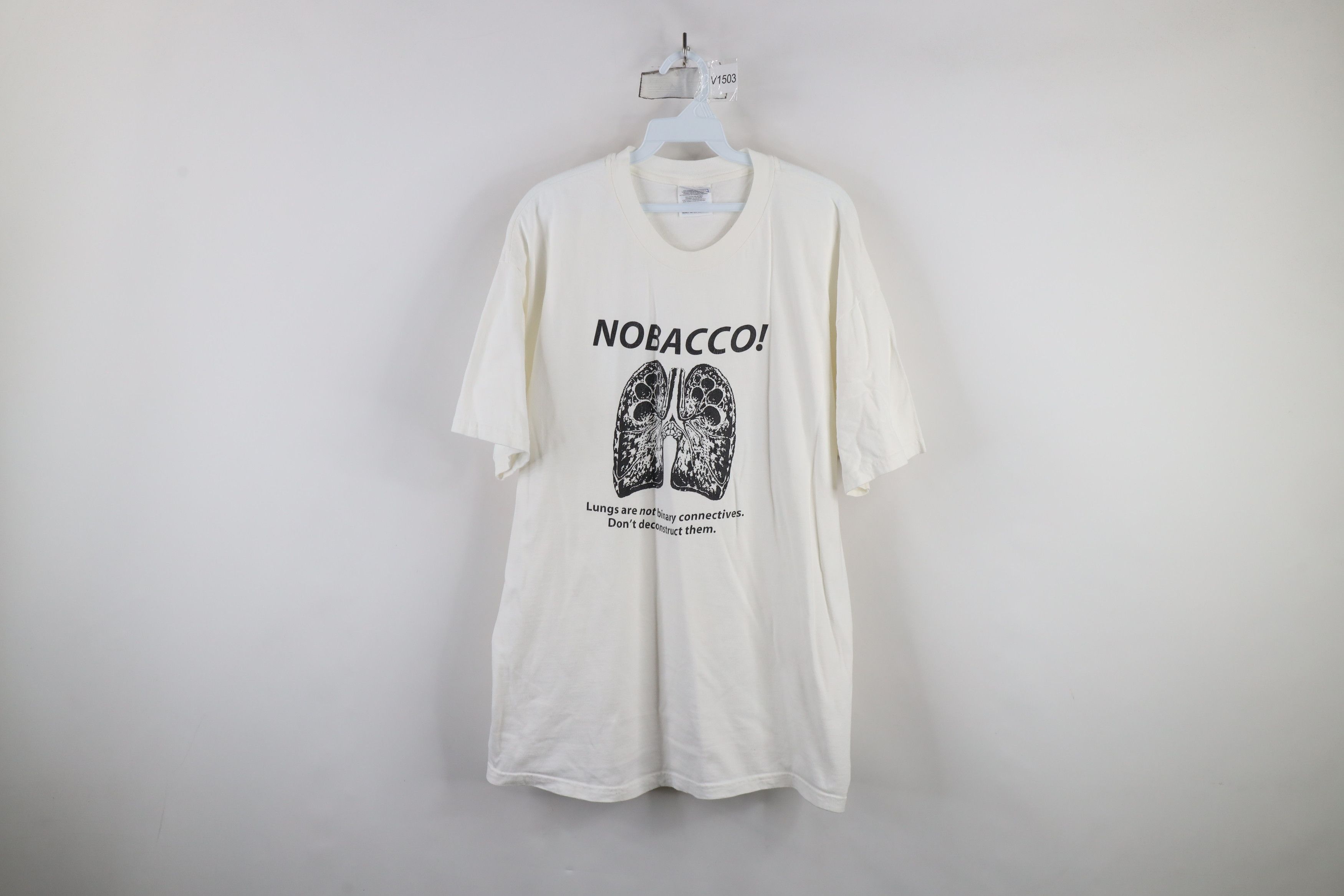 Vintage Vintage 90s Lungs Lung Cancer Short Sleeve T-Shirt White Size US XL / EU 56 / 4 - 1 Thumbnail