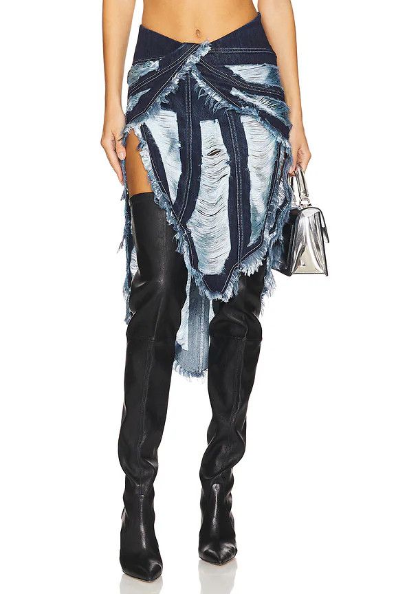 Off-White o1y1225 Denim Mini Skirt in Blue Size 28" / US 6 / IT 42 - 1 Thumbnail