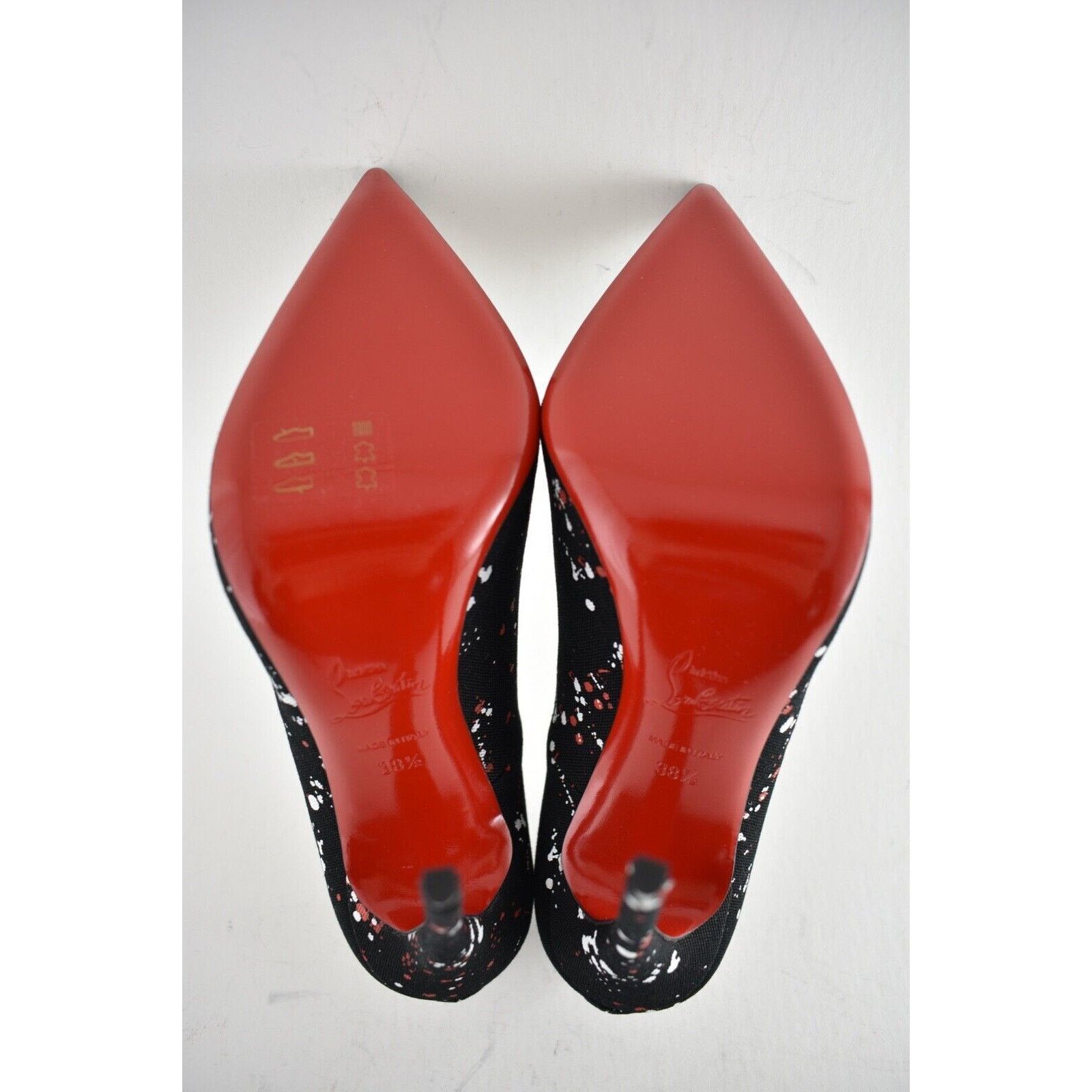 Christian Louboutin So Kate 120 Toile Splash Black Red White Heel Pump 38.5 Size US 8.5 / IT 38.5 - 12 Thumbnail