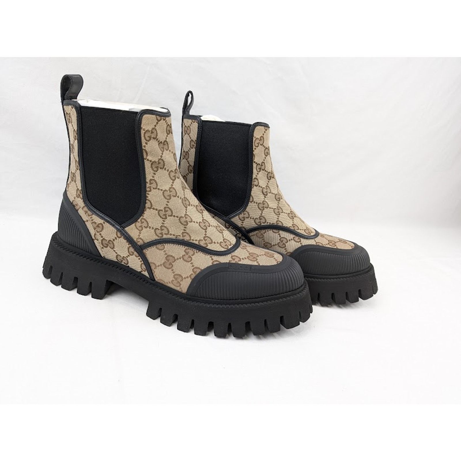 Gucci o1rshd1 Novo GG Canvas Chelsea Boots in Beige/Ebony Size US 11.5 / EU 44-45 - 10 Thumbnail