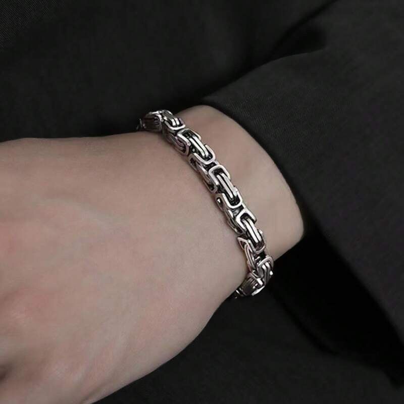 Archival Clothing x Jewelry Gothic Punk Vintage Silver Bracelet Stainless, Men's