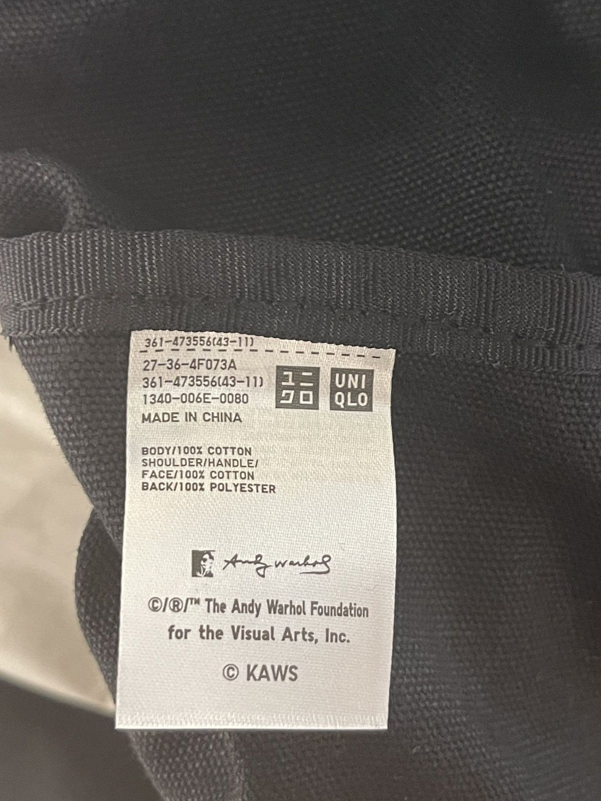 Andy Warhol × Kaws × Uniqlo Rare KAWS X ANDY WARHOL X UNIQLO 2-Way Tote Bag Size ONE SIZE - 10 Thumbnail