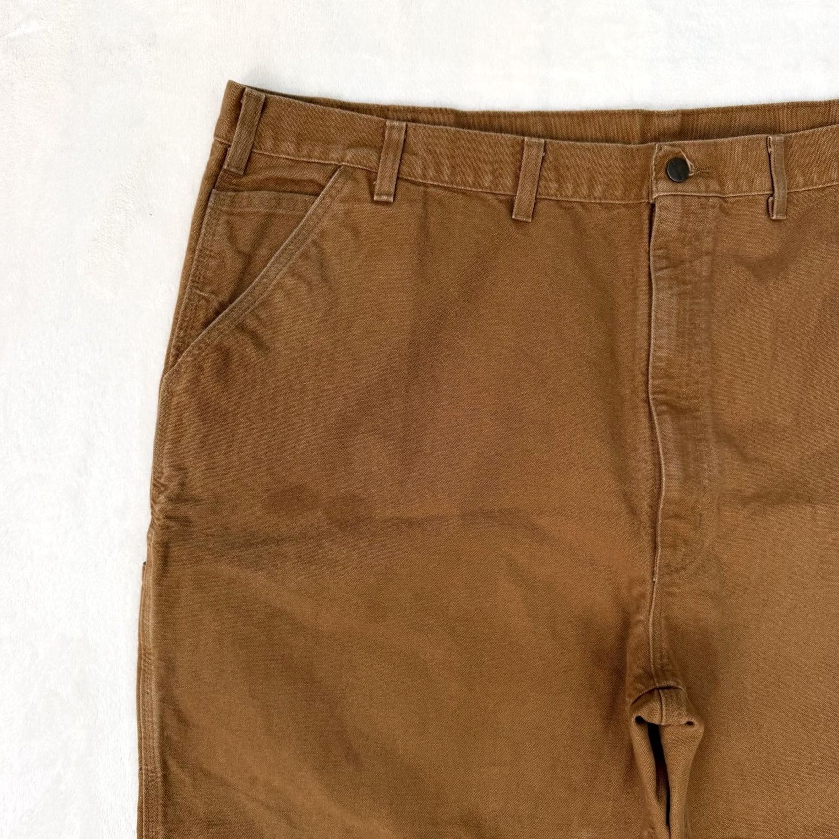 Carhartt VINTAGE Carhartt Jeans Pants Mens 50x30 Brown Canvas Carpenter Work Dungaree BRN Brown Cotton Relaxed Cargo Pocket Straight 50 Mens Size US 34 / EU 50 - 4 Thumbnail