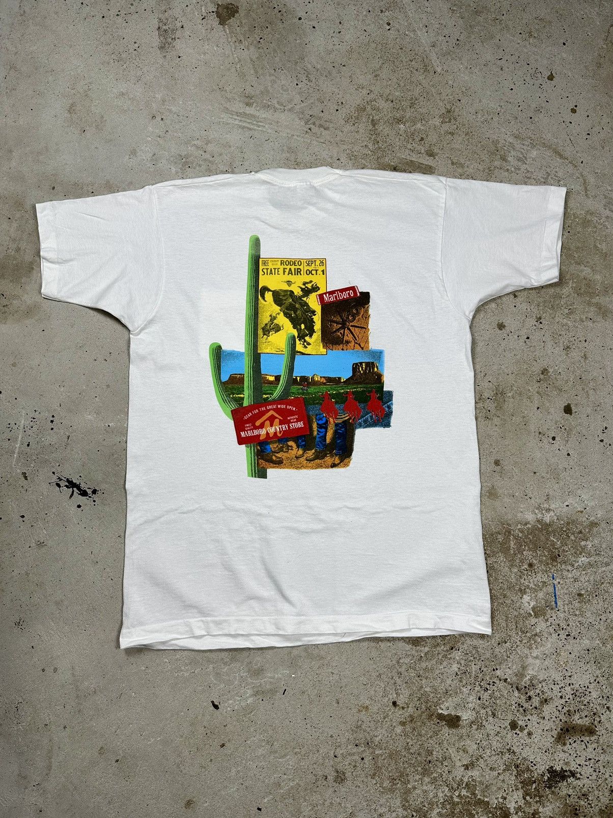 Marlboro × Vintage Vintage 90s Marlboro Country Store Big Back Print White Tee Size US XL / EU 56 / 4 - 3 Thumbnail