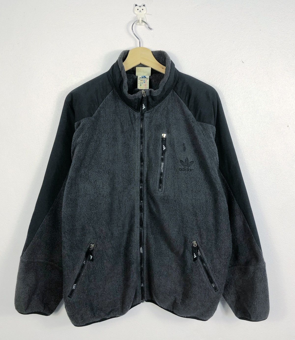 Adidas Rare Vintage Adidas Trefoil Big Logo Fleece Zipper Jacket Size US L / EU 52-54 / 3 - 2 Thumbnail