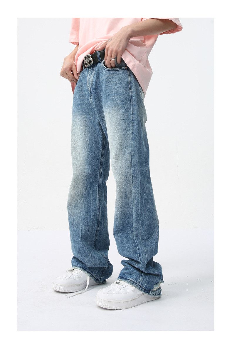 Japanese Brand Men's Retro Clean Fit Straight Leg Washed Loose Fit Jeans Size US 32 / EU 48 - 3 Thumbnail