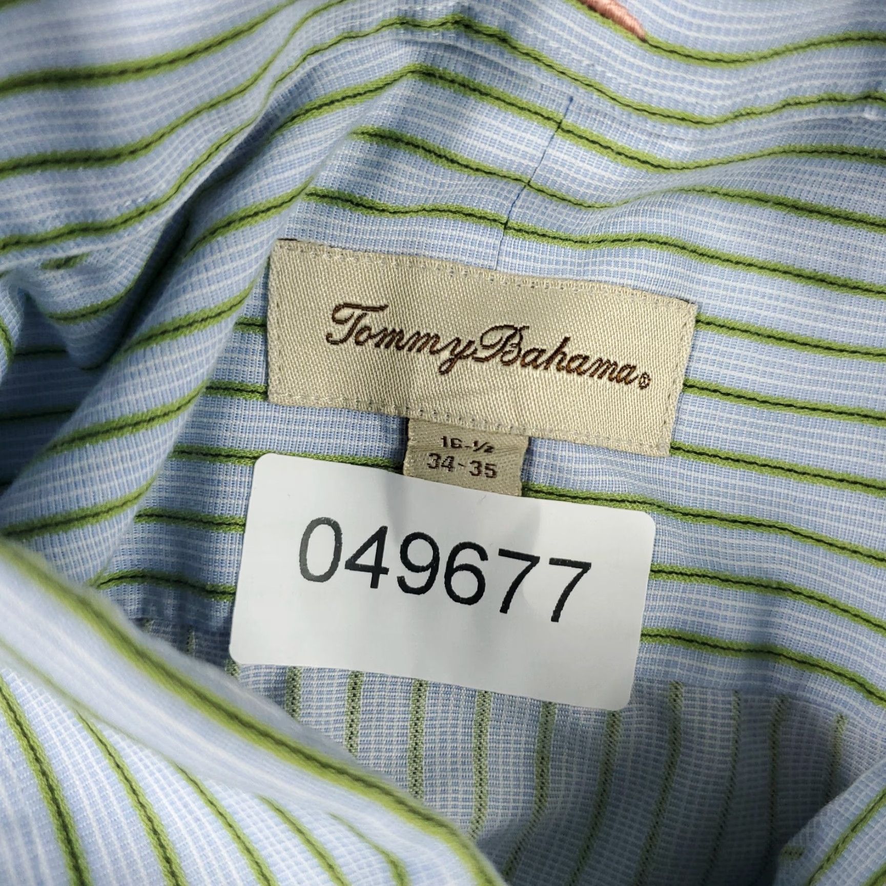 Tommy Hilfiger Tommy Hilfiger Dress Shirt Mens 16.5 Blue Striped Long Sleeve Button-Down Regular Fit Size 42R - 7 Thumbnail