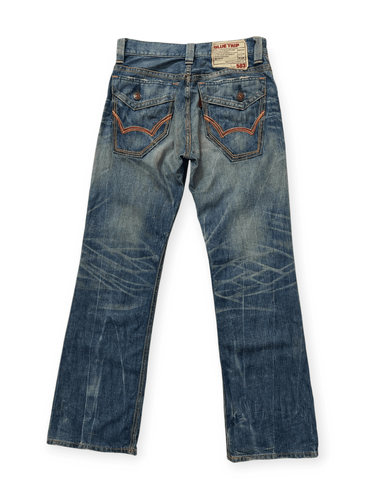 Edwin 💥Flare Vintage Edwin 503 Blue Trip Jeans Denim Size US 30 / EU 46 - 3 Thumbnail