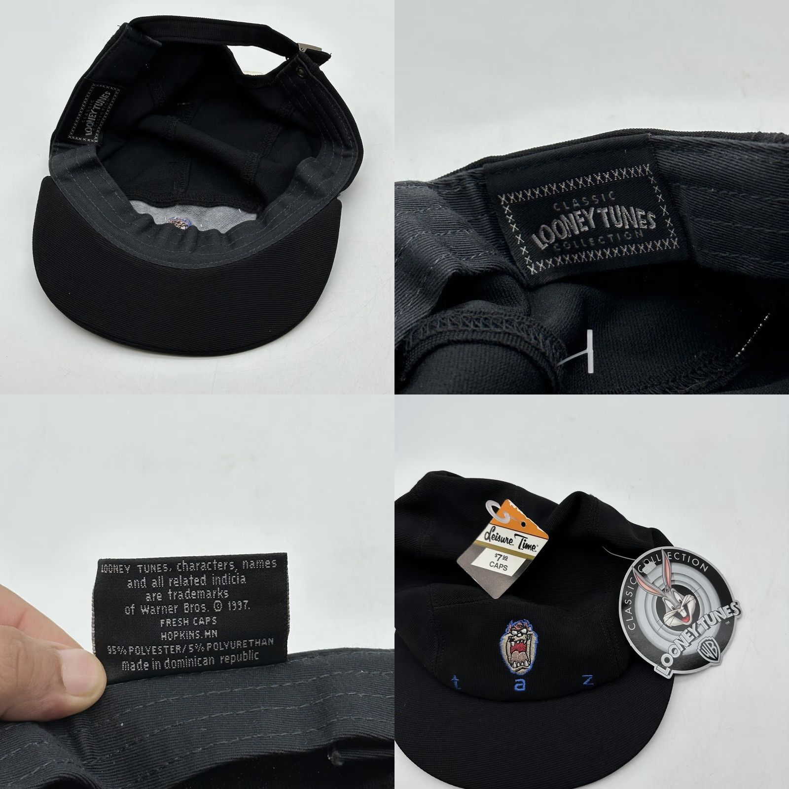 Vintage VINTAGE Warner Bros. Hat Cap 5 Panel Strap Back Black Taz 90s Cartoon 5 Panel NWT Mens Hat Size ONE SIZE - 8 Thumbnail