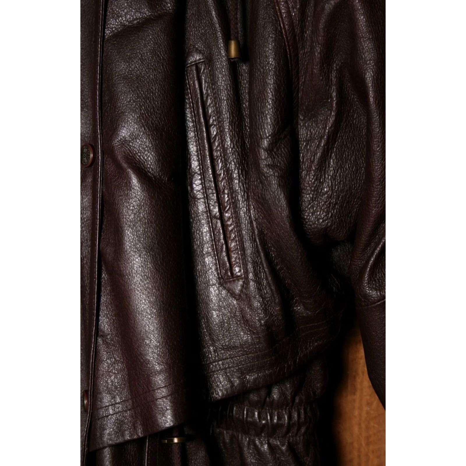 Vintage VINTAGE Wilsons Leather Parka Jacket Womens M Brown Solid Insulated Detachable Hood Faux Fur Lined Mid-Length 90s Style Mens Womens Size M / US 6-8 / IT 42-44 - 3 Thumbnail