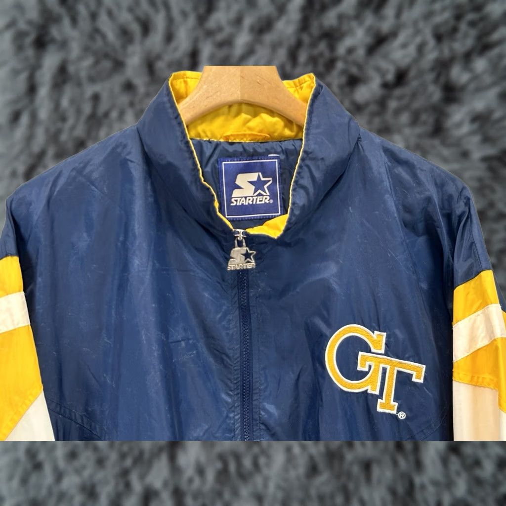 Starter VINTAGE Starter Georgia Tech Windbreaker Jacket Men XL Yellow Blue 90s Streetwear Mens Size US XL / EU 56 / 4 - 1 Thumbnail