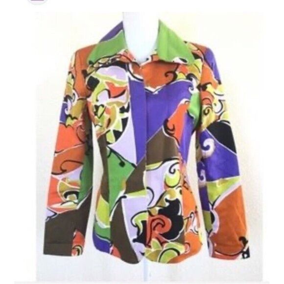 Other VTG Dana Buchman Size 4 Blazer Jacket Multi Color Abstract P Size S / US 4 / IT 40 - 4 Thumbnail