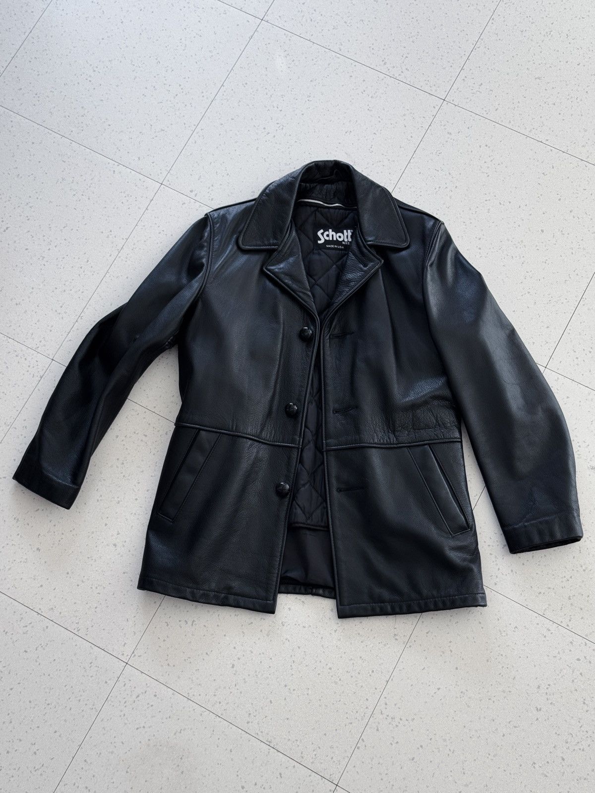 Schott Vintage 90s Schott Leather Carcoat Size US XS / EU 42 / 0 - 1 Thumbnail