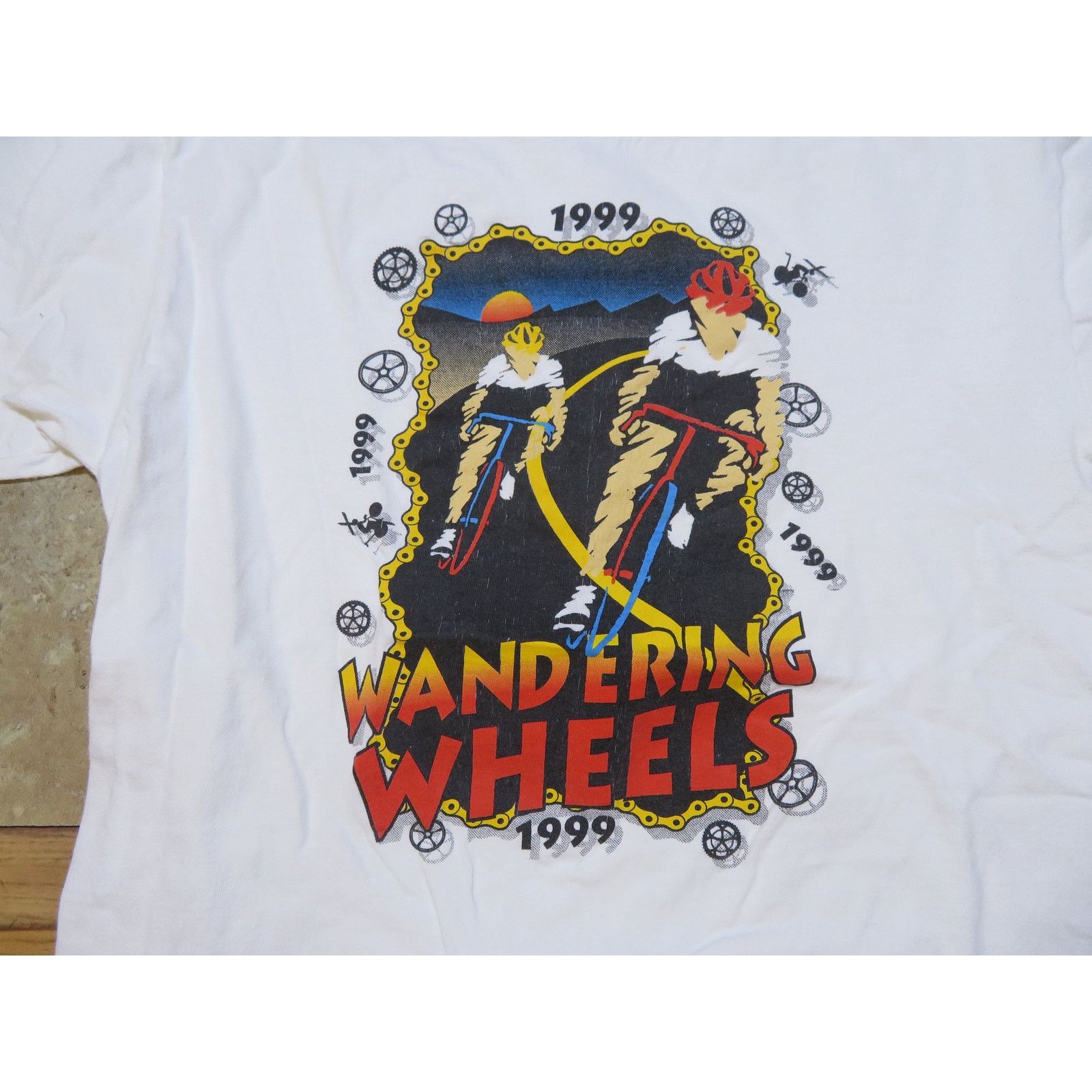 Hanes Wandering Wheels 1999 Bicycle Race T-Shirt Double Sided Sz M Size US M / EU 48-50 / 2 - 4 Thumbnail