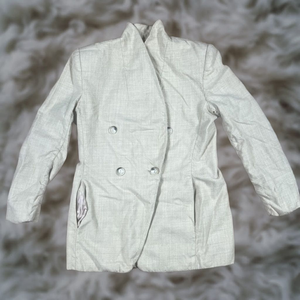 Jones New York Jones New York Blazer Womens 10 Beige 100% Wool Lined Double Breasted Jacket Blazer Womens 10 Beige Wool Lined Double Breasted Size L / US 10 / IT 46 - 1 Thumbnail