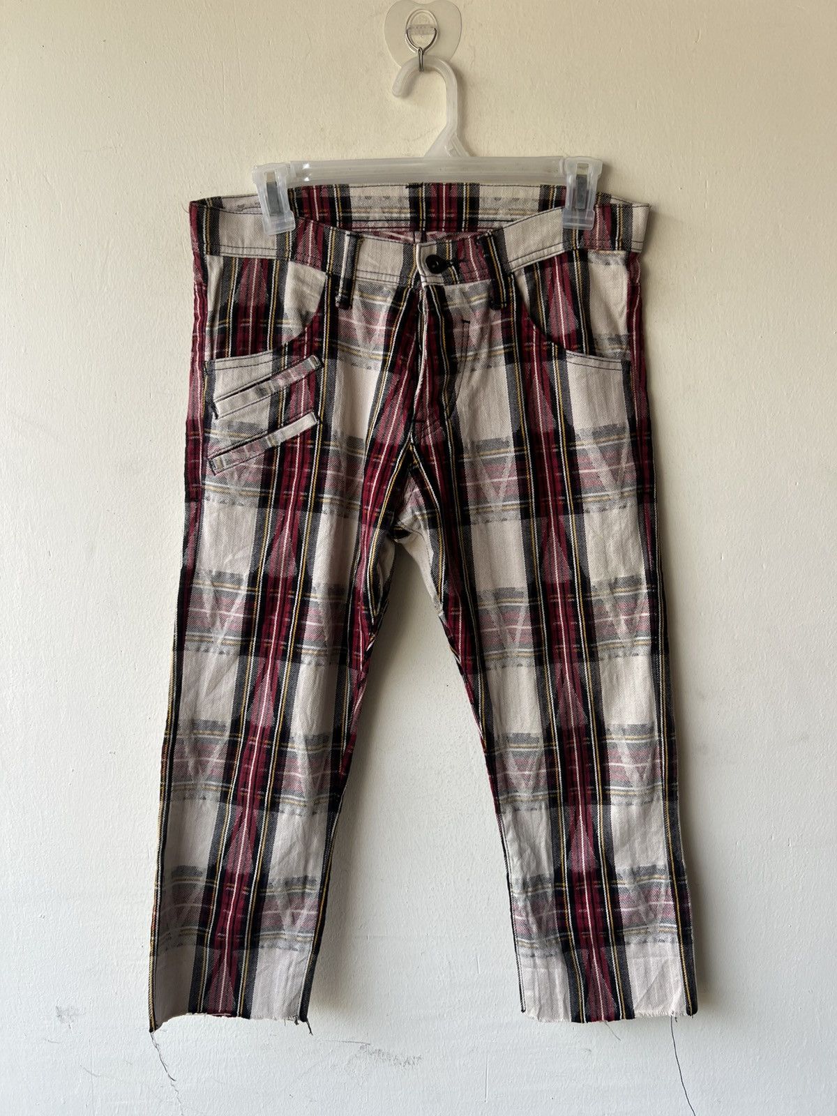 SHAREEF Shareef 2007 Japan Check Raw Edge Cropped Pant Size US 29 - 2 Thumbnail
