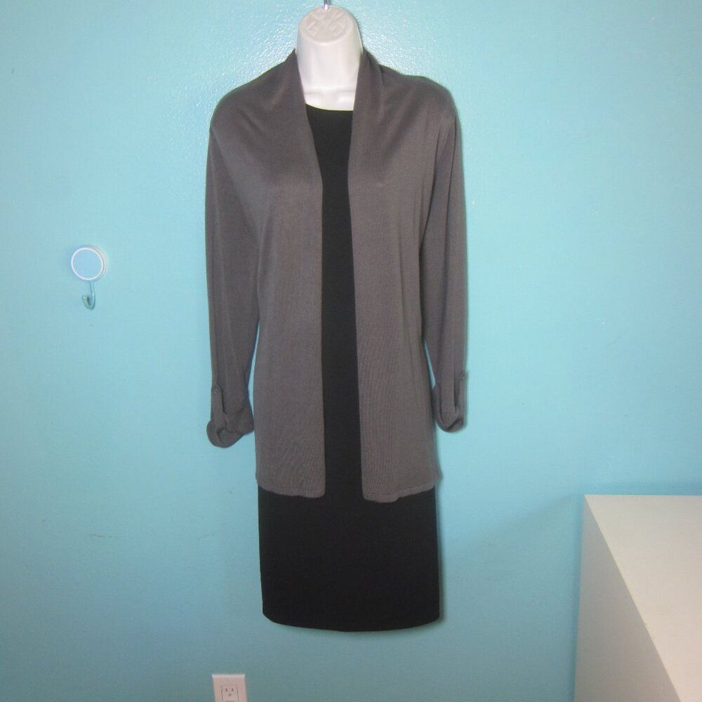 Vass Joan Vass Womens Size L Gray Tight Knit Open Front Long Car Size L / US 10 / IT 46 - 7 Thumbnail