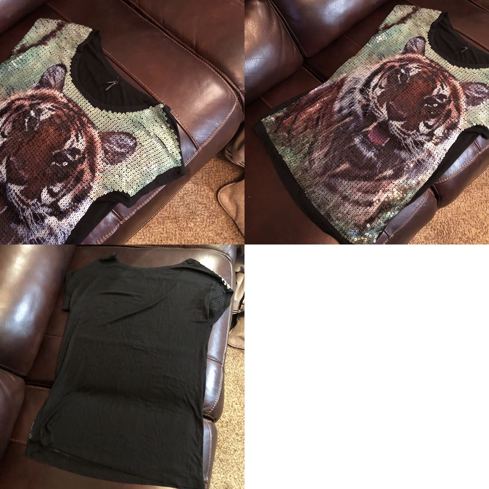 Vintage Lapis Women Black Tiger Sequined Sleeveless Top Size L Blouse Regular Knit Angora Blend Sequin Casual Womens Size L / US 10 / IT 46 - 8 Thumbnail