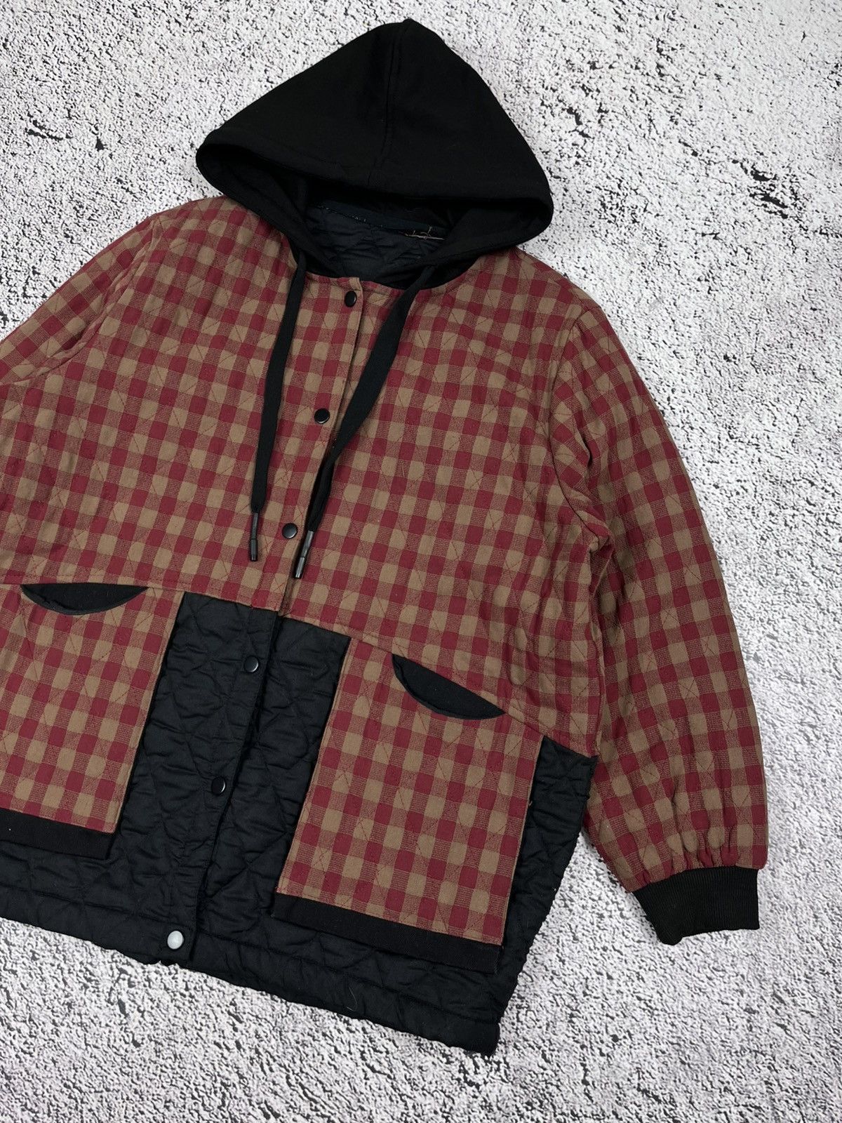 Vintage Japan Hooded Workwear Check Jacket Japan Work