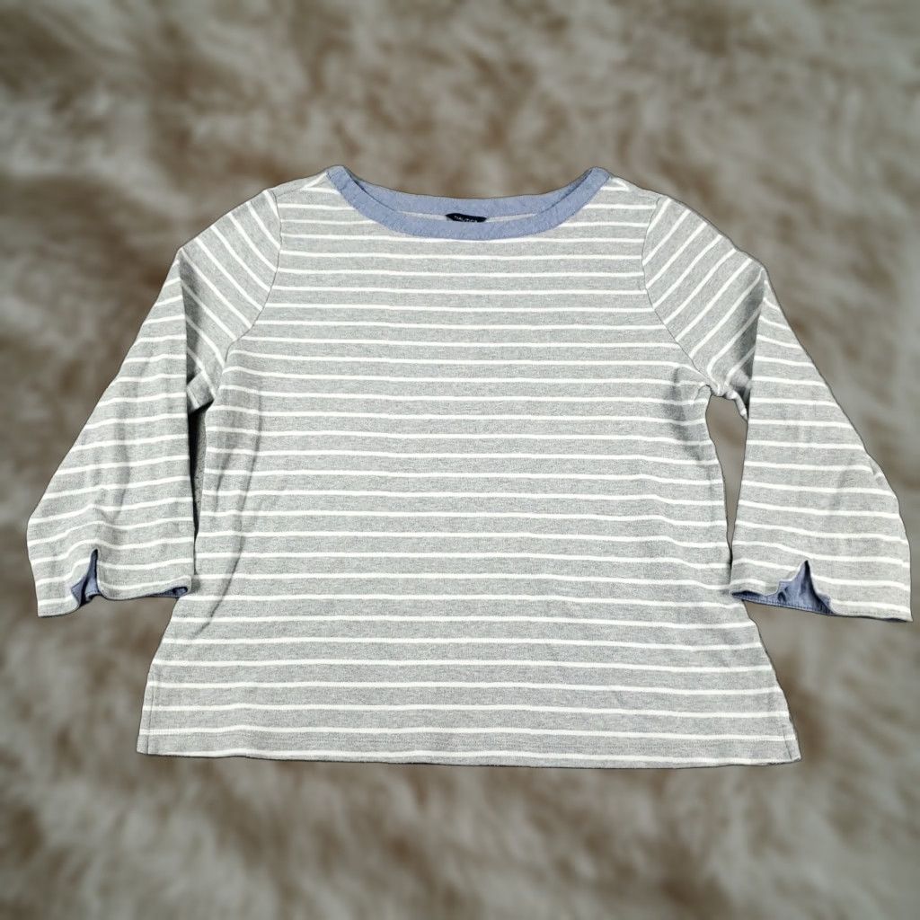 Nautica Nautica Womens Gray White Striped Long Sleeve T Shirt XL Size XL / US 12-14 / IT 48-50 - 1 Thumbnail