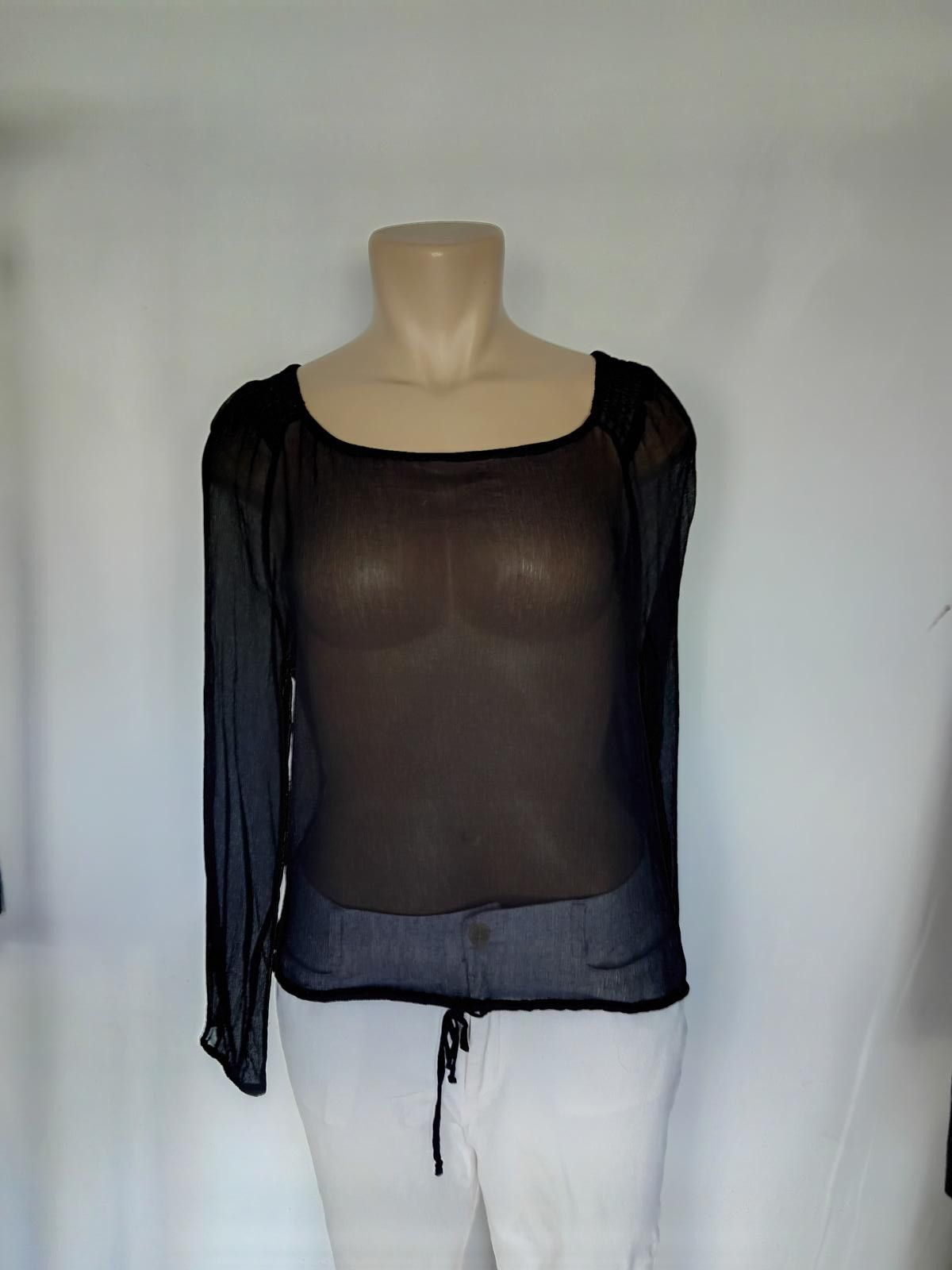 Designer Valerie Sheer Black Long Sleeve Top Size M / US 6-8 / IT 42-44 - 1 Thumbnail