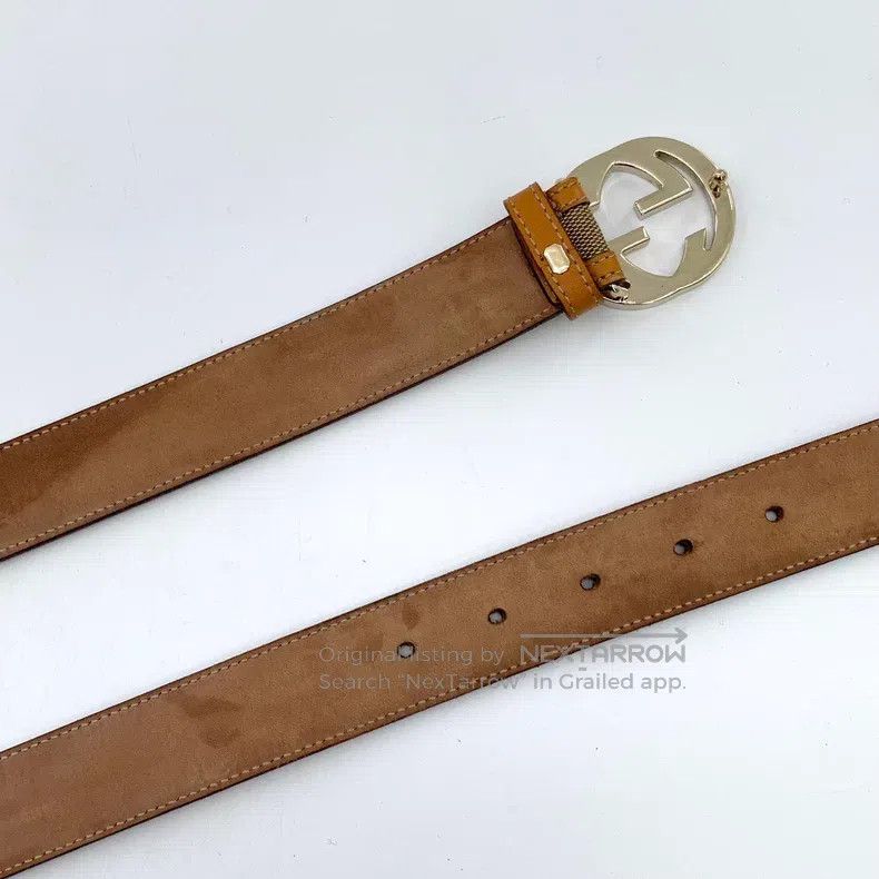 Gucci Gucci Brown logo jacquad full print double G smooth buckle Size ONE SIZE - 5 Thumbnail