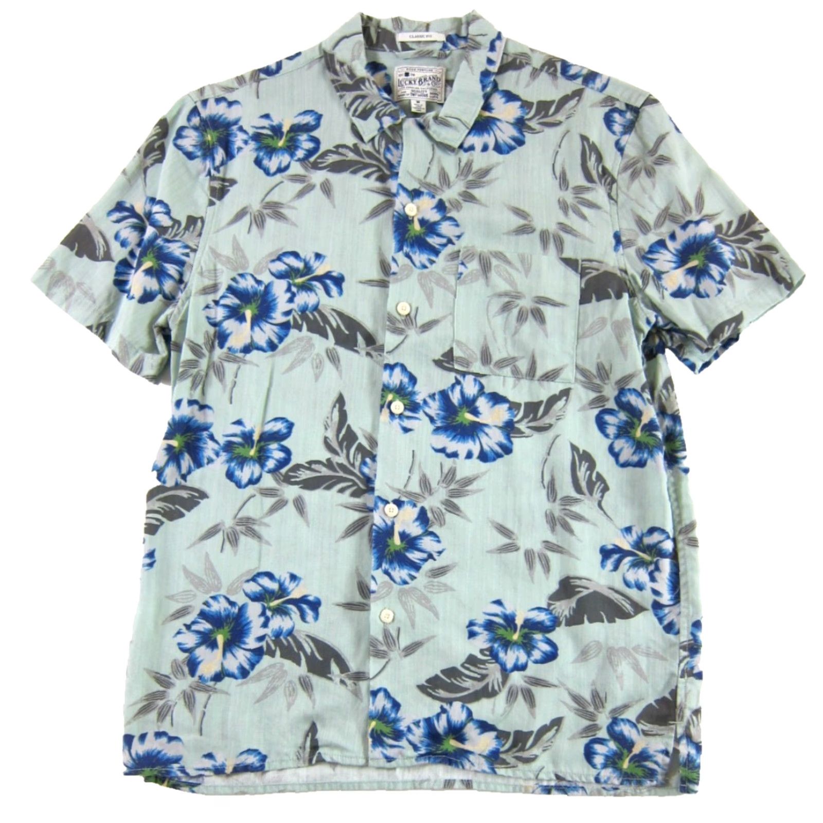 Lucky Brand Lucky Brand Tencel Blue Floral Short Sleeve Hawaiian Shirt M Men Size US M / EU 48-50 / 2 - 2 Thumbnail