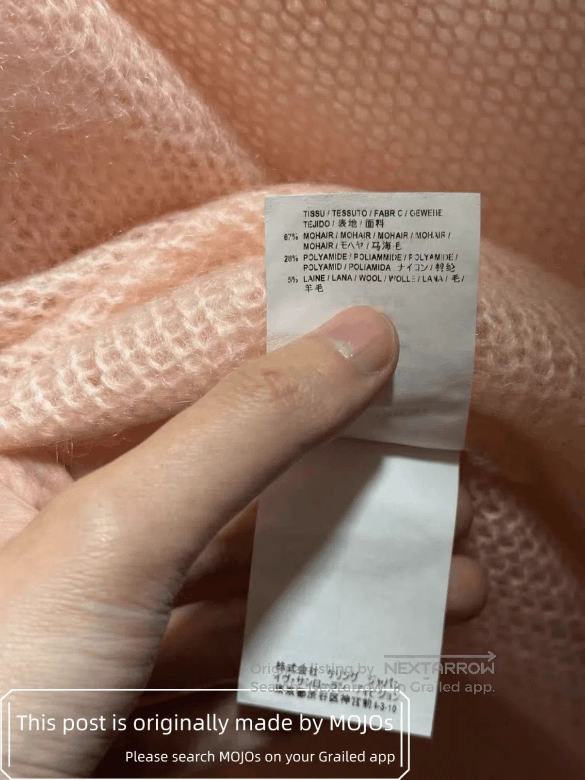 Saint Laurent Paris Sz XL Saint Laurent Paris Pink Mohair V-neck Knitwear mojos Size US XL / EU 56 / 4 - 7 Thumbnail