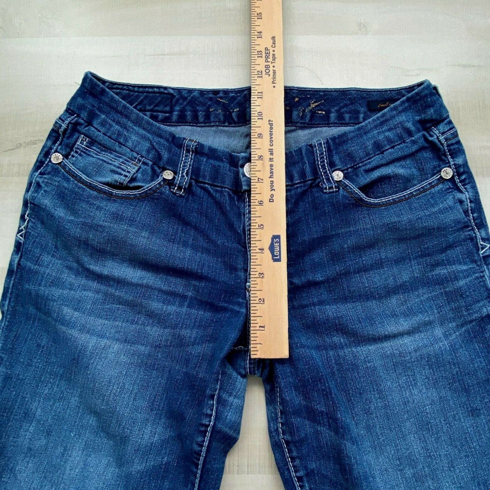 Vintage Seven7 Womens Bootcut Jeans 10 Extra Large 29x28 Mid Rise Medium Wash Embellished Pockets Size 32" / US 10 / IT 46 - 6 Thumbnail