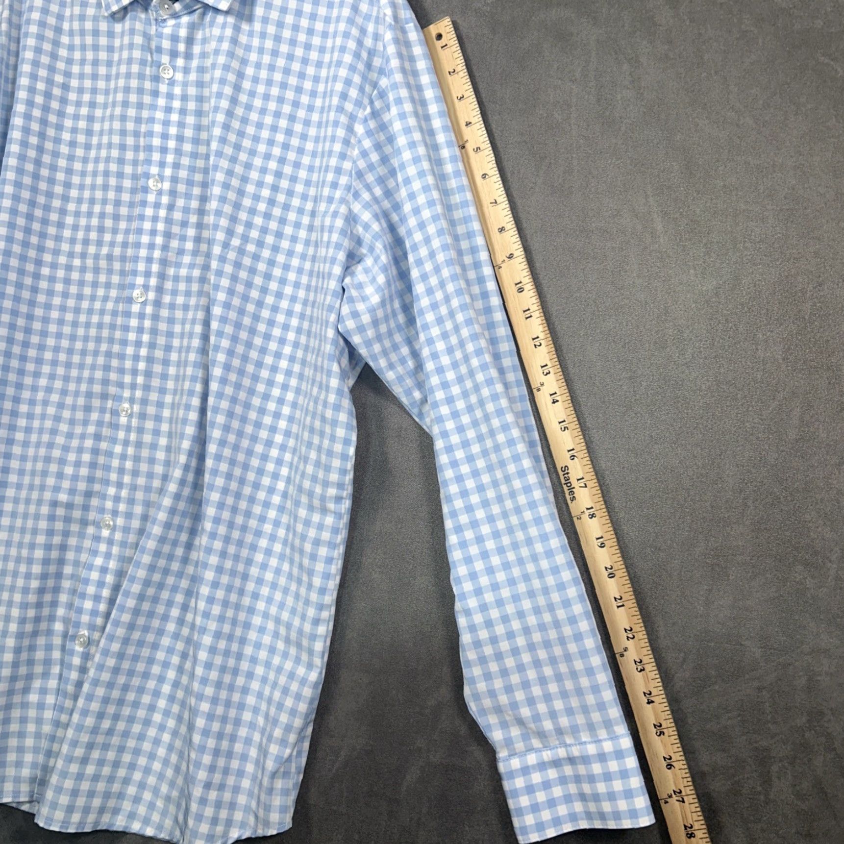 Mizzen+Main Mizzen+Main Leeward Shirt Mens 2XL Blue Plaid Check Button Up Stretch Size US XXL / EU 58 / 5 - 6 Thumbnail