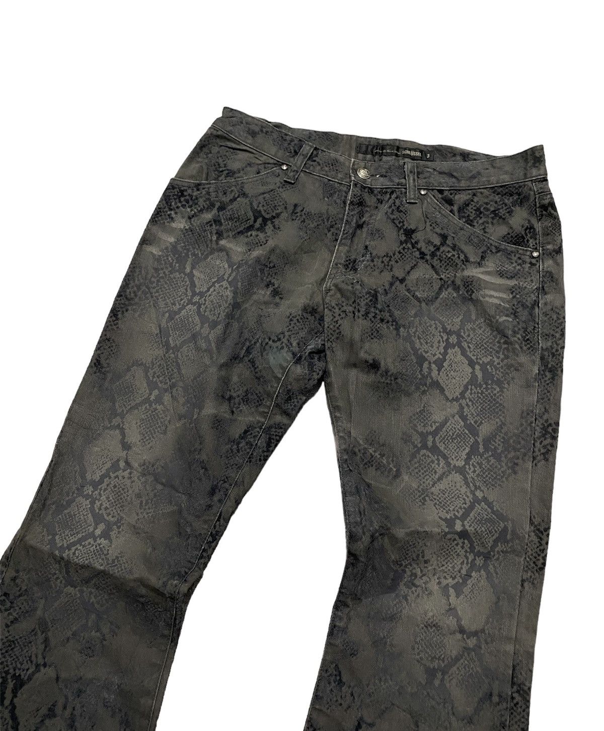 If Six Was Nine SCHUSSEL Snake Print Flared Jeans mens Size US 32 / EU 48 - 2 Thumbnail